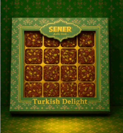 350 gr Antep Fıstıklı File Fıstık Kaplamalı Narlı Hediyelik Lokum