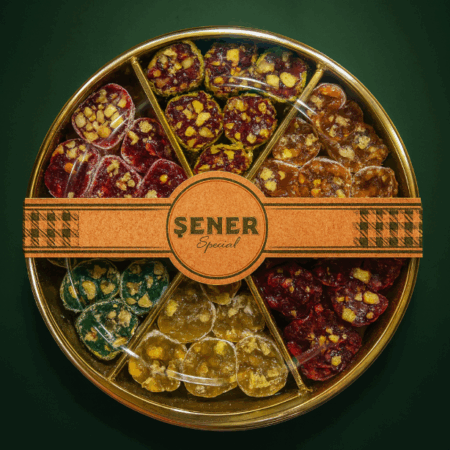 500 gr Fıstıklı Fitil Lokum Yuvarlak Kutu