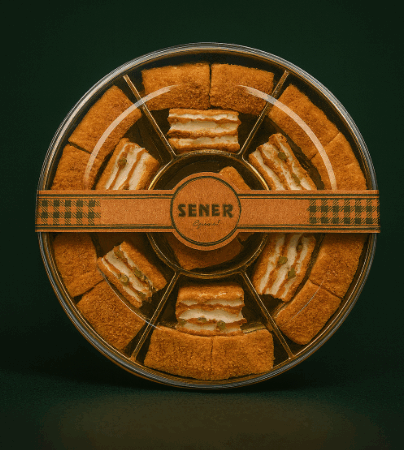 420 gr Antep Fıstıklı Lotus Kremalı Baklava Dilim Yuvarlak Ambalaj