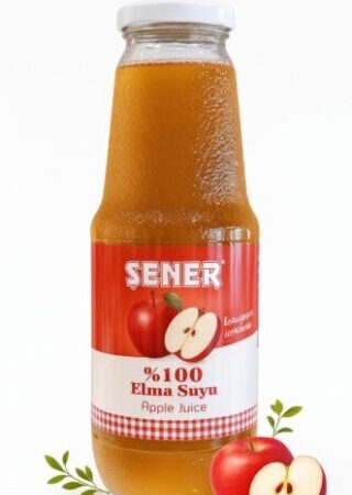 %100 Elma Suyu Cam Şişe Meyve Suyu 1 lt