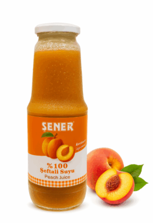 %100 Şeftali Suyu Cam Şişe Meyve Suyu 1 lt